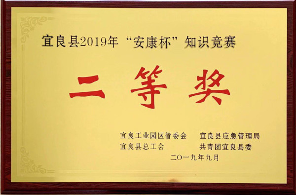 宜良永利欢喜娱人城荣获宜良县2019年“安康杯”知识竞赛二等奖